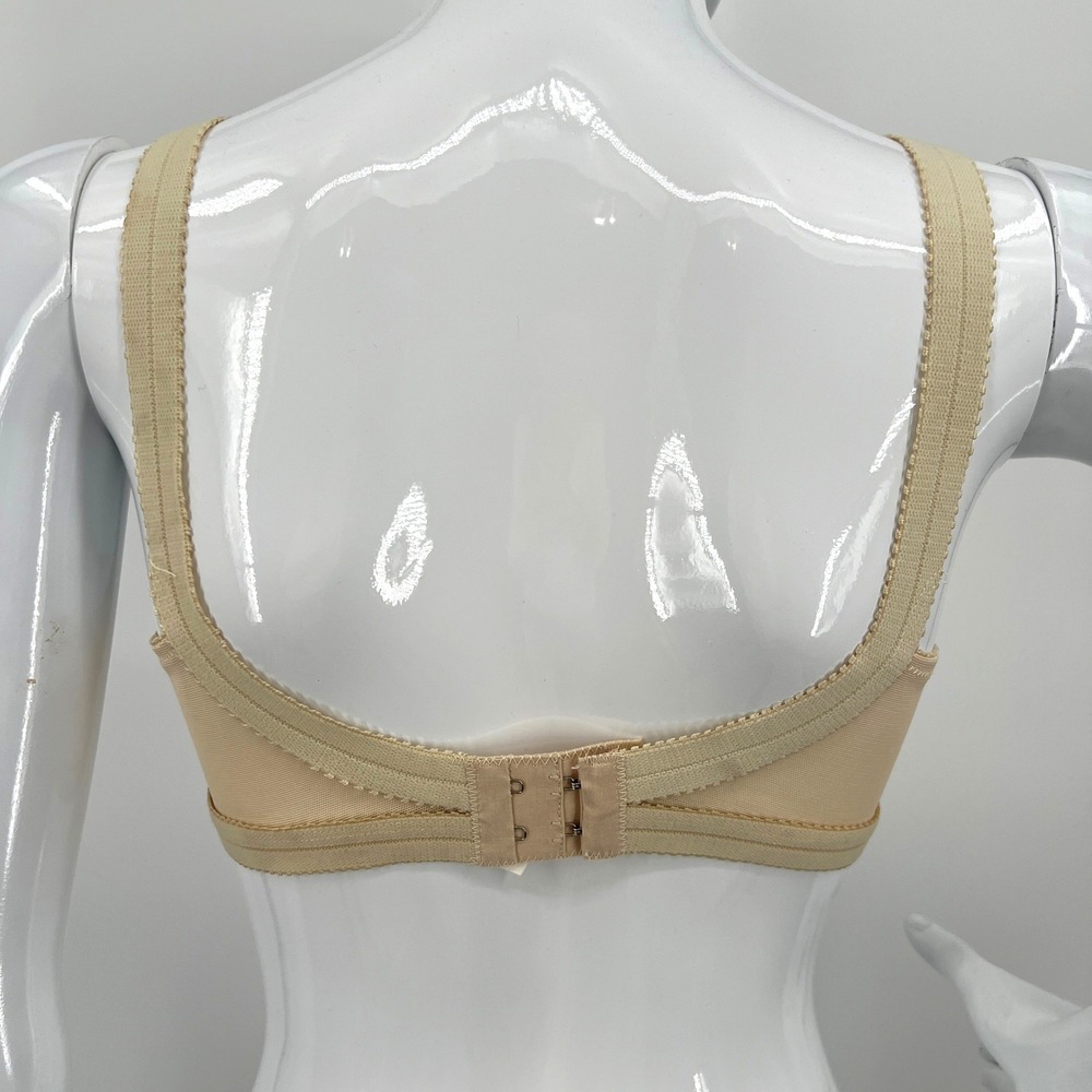 Vintage JCPenny Adonna Cross Front Bra Size 36C Style 2377 Nude Lace Bullet Bra - Picture 2 of 8